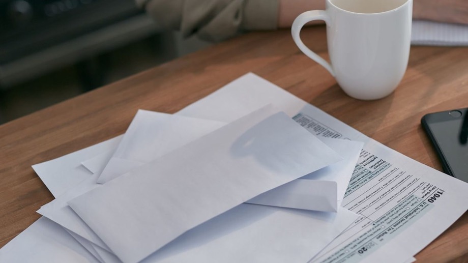 Receipts and paperwork on a desk
